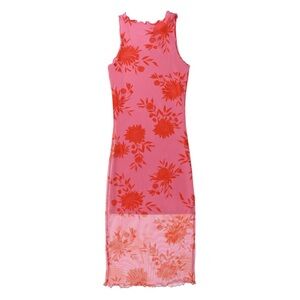 Pink and Red Floral Sleeveless Dress